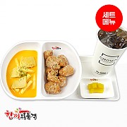 매콤크림떡볶이+까르보치킨-단무지
