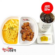 매콤크림라볶이+양념치킨-단무지