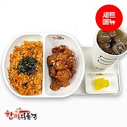 감자탕볶음밥+양념치킨+음료-단무지