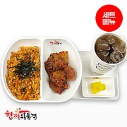 감자탕볶음밥+불닭치킨+음료-단무지